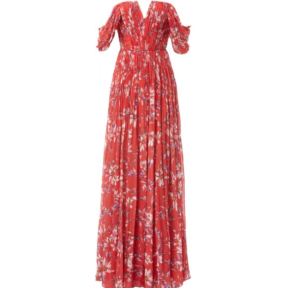 AMUR Kyla Red Floral Gown, Size 2 - Picture 1 of 6